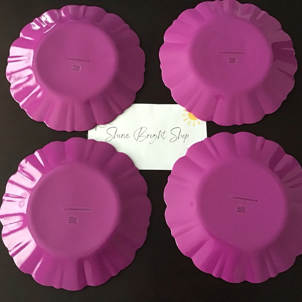 Anthropologie Glass Plates Set of Four NIB NWT Pink - Picture 5 of 7